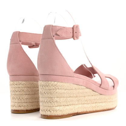 Hermes Suede Goatskin Elda Espadrille Wedge Sandals 39 Rose Aquarelle 5 of 9