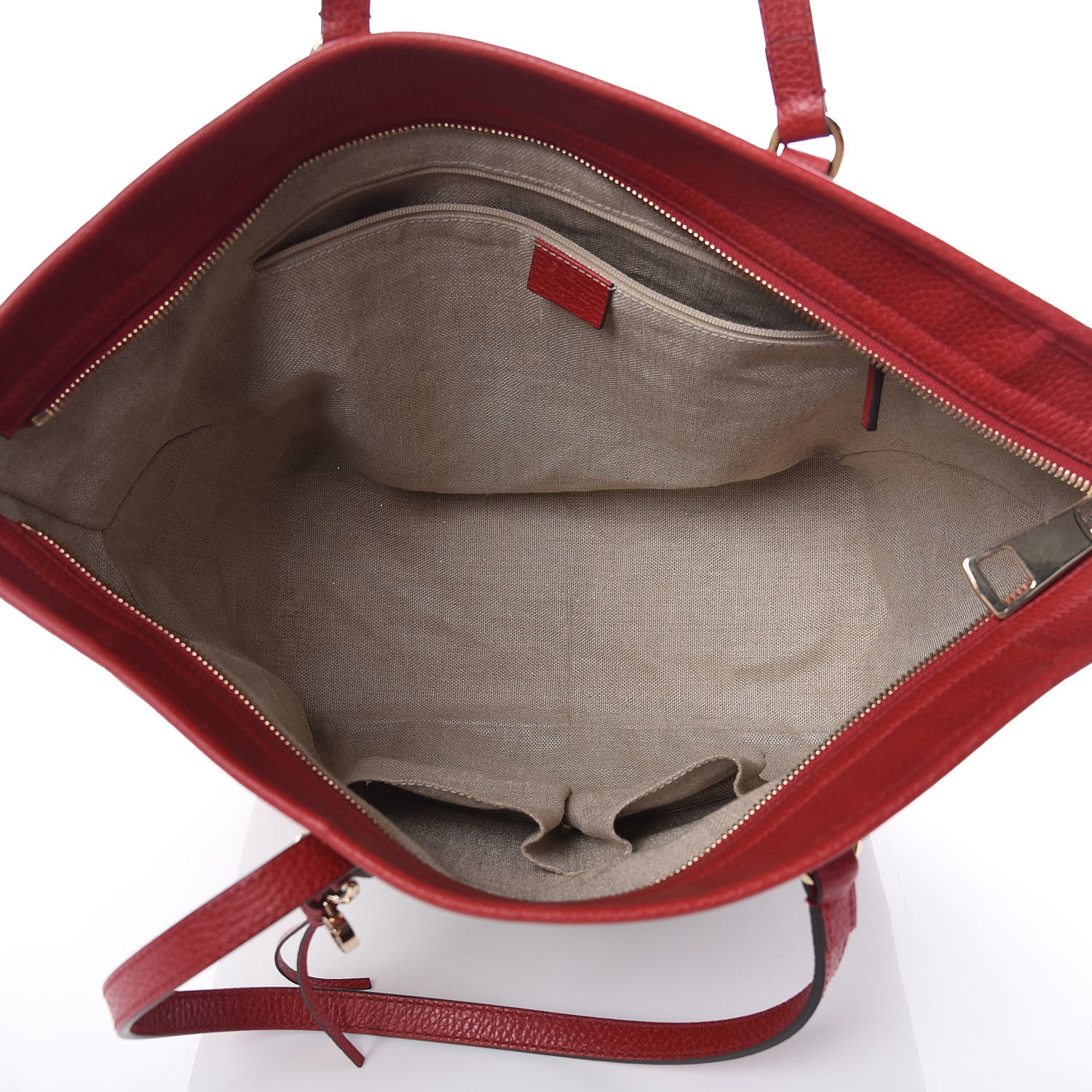 Gucci Monogram Bree Zippered Tote Beige Red 5 of 14