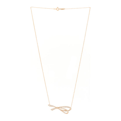 Tiffany 18K Rose Gold Diamond Bow Pave Pendant Necklace 3 of 5