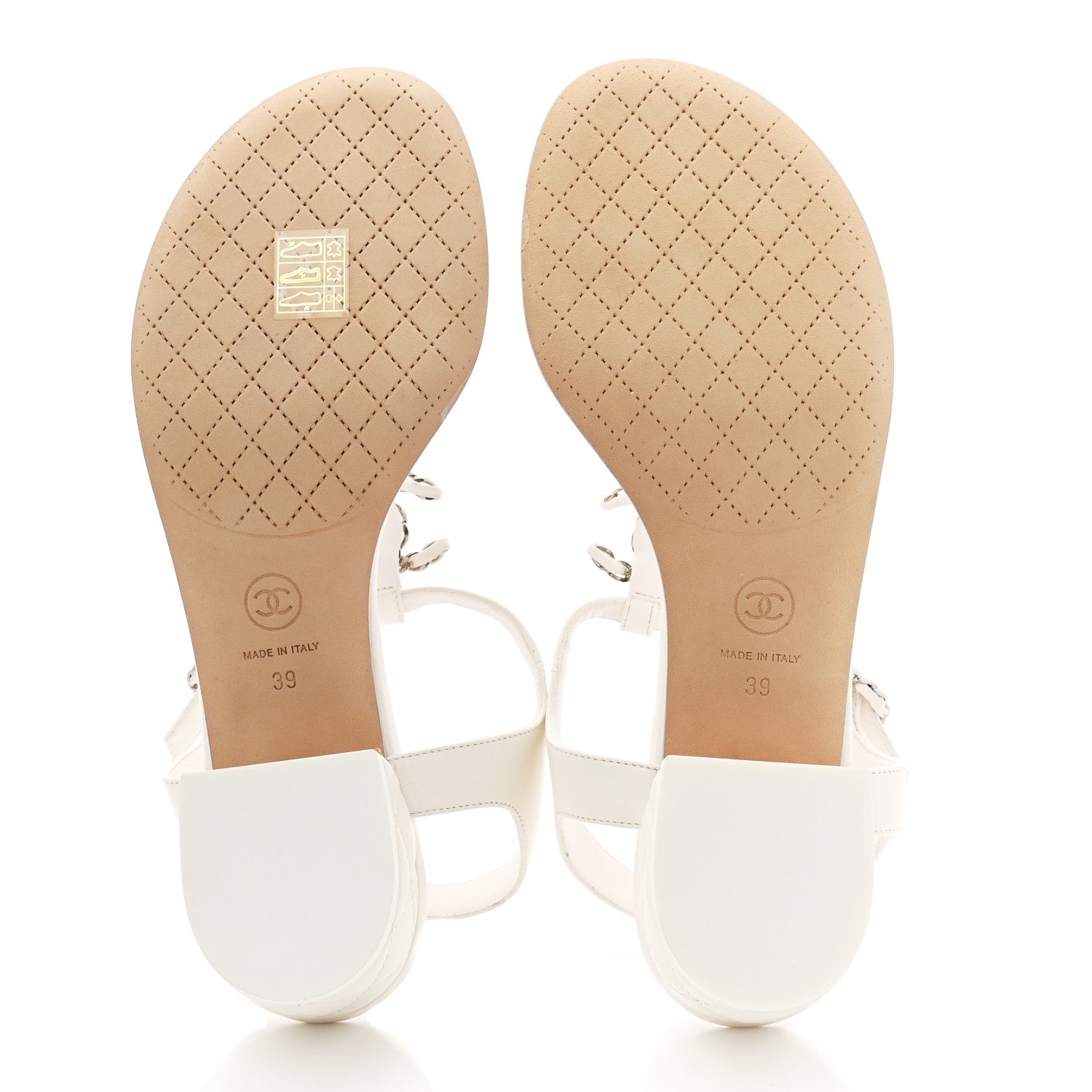 Chanel Lambskin Chain CC Logo Thong Sandals 39 White 5 of 8