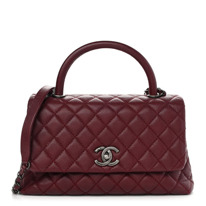 Chanel Caviar Quilted Small Coco Handle Flap Burgundy 1 of 9