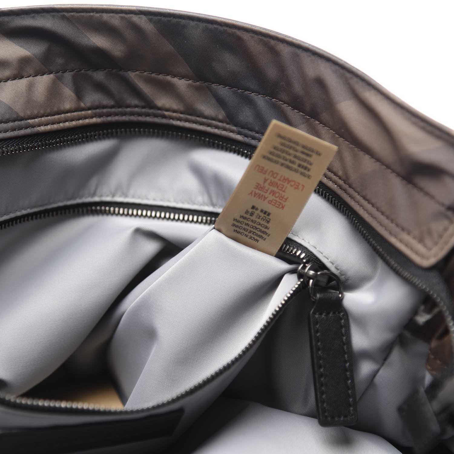 Burberry Nylon Check Small Buckleigh Packable Tote Birch Grey 7 of 10
