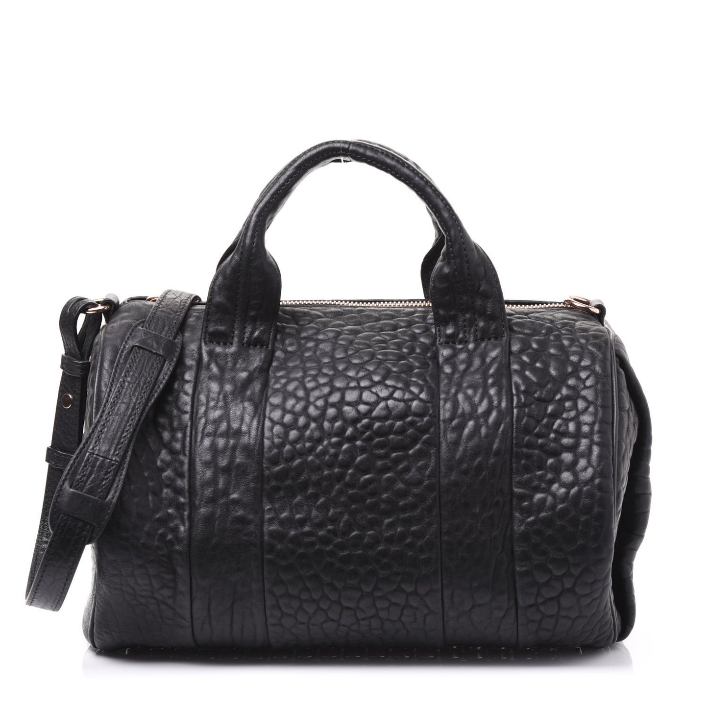 Pebbled Lambskin Rocco Black Rose Gold Hardware