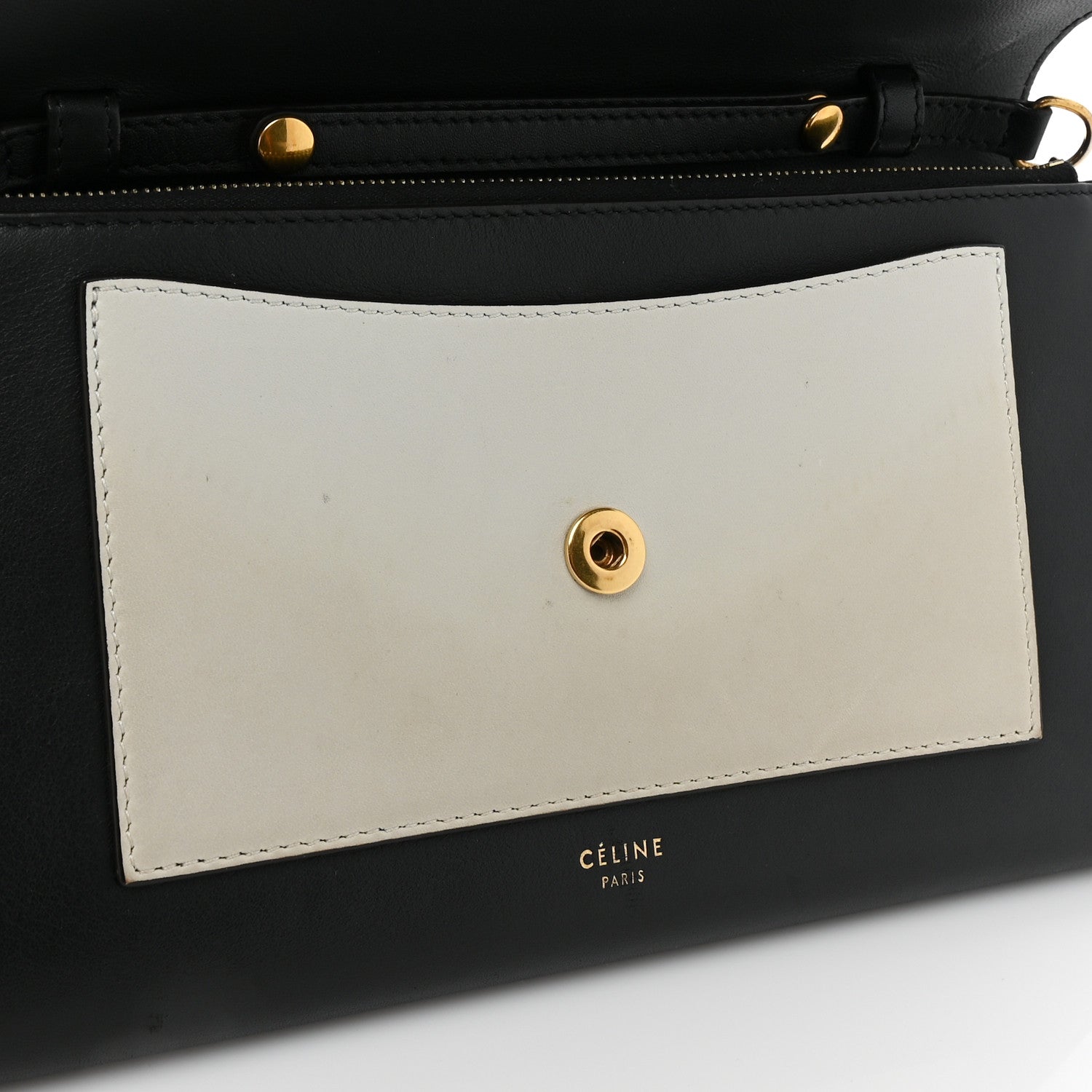 Celine Shiny Calfskin Large Pocket Flap On Chain Sea 12 of 14
