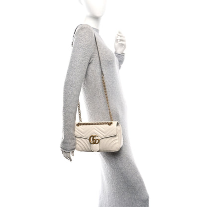 Gucci Calfskin Matelasse Small GG Marmont Shoulder Bag White 2 of 10