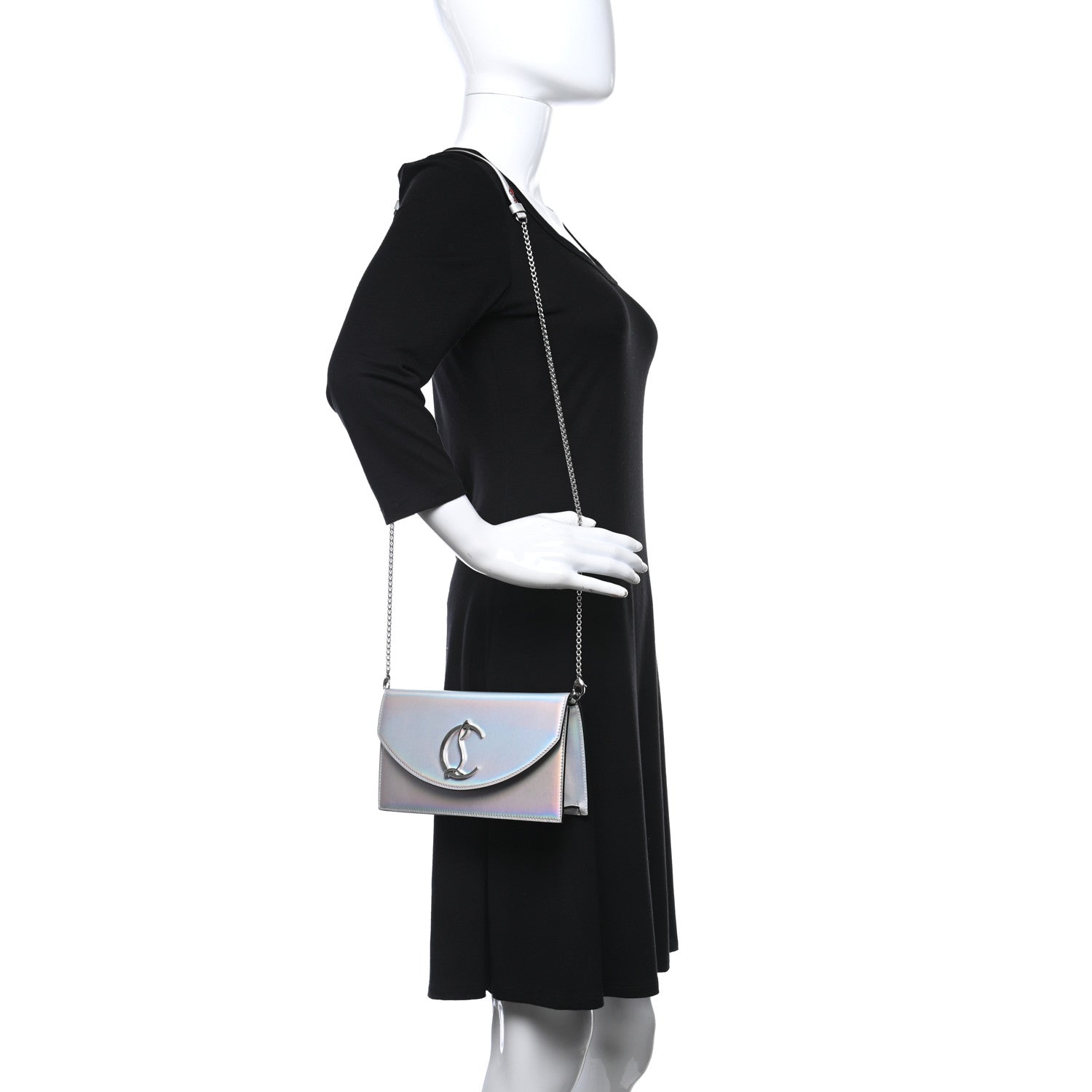 Christian Louboutin Iridescent Calfskin Loubi54 Crossbody Clutch Silver 2 of 19