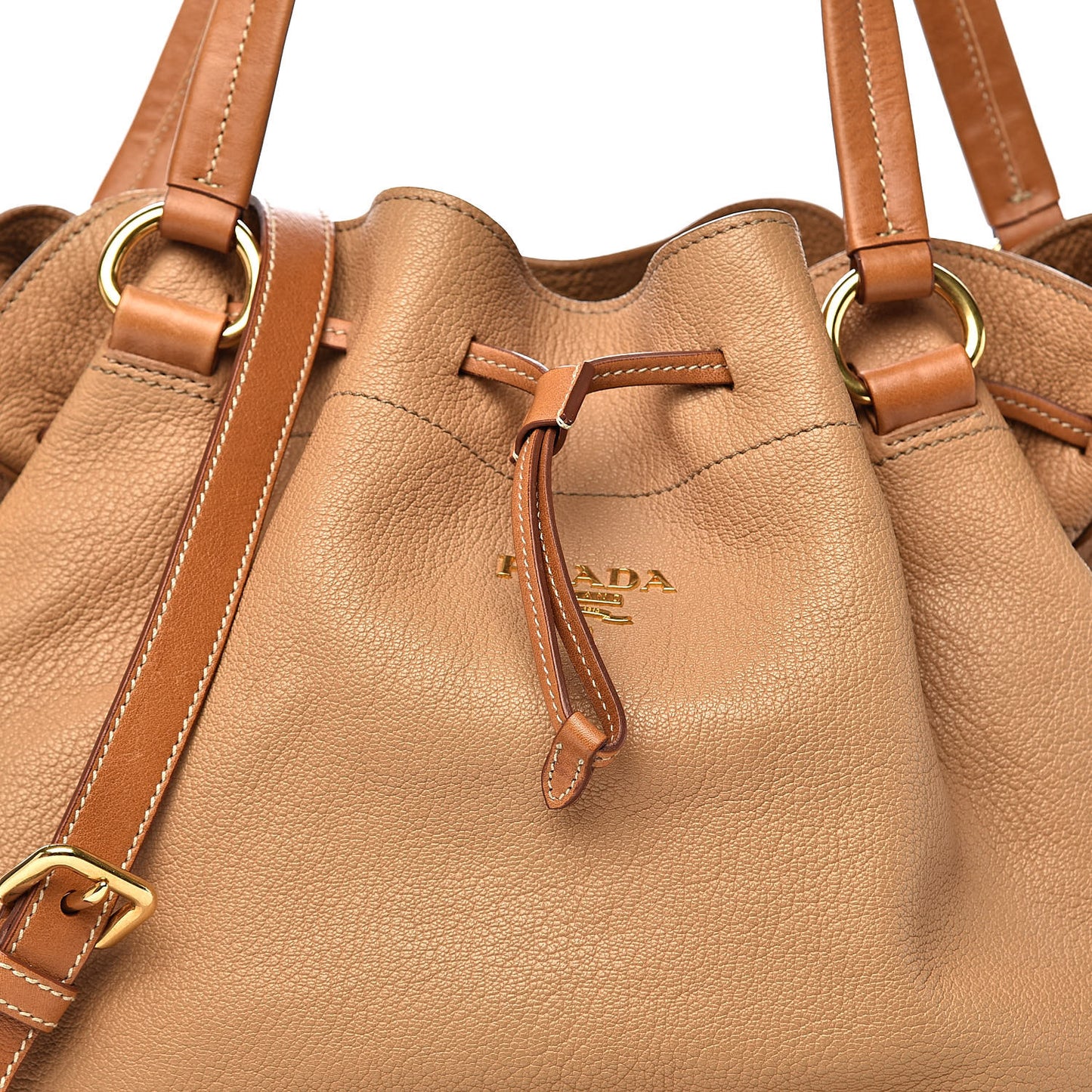 Goatskin Drawstring Bucket Bag Miele