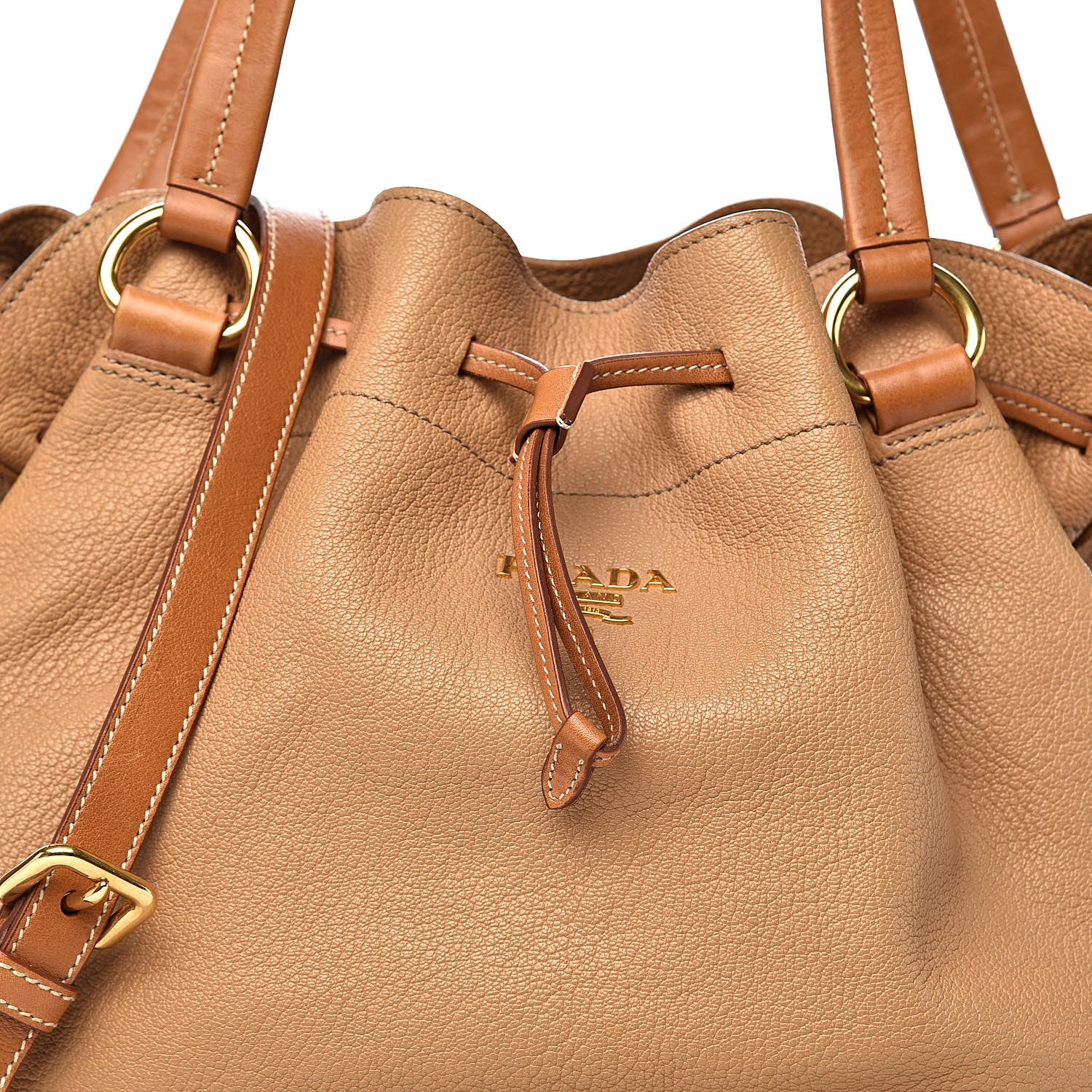 Prada Goatskin Drawstring Bucket Bag Miele 11 of 11