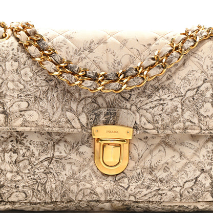 Prada Tessuto Nylon Quilted Floral Flap Beige 7 of 10