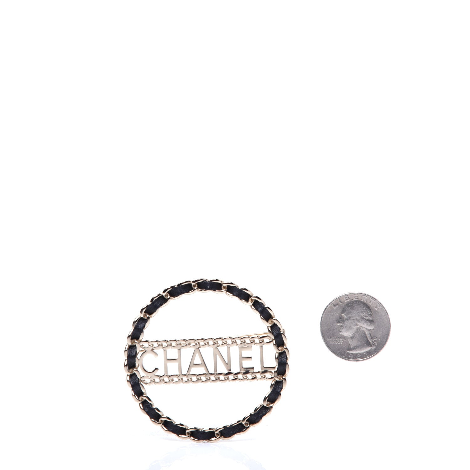 Chanel Lambskin Chain Logo Brooch Black Gold 2 of 5