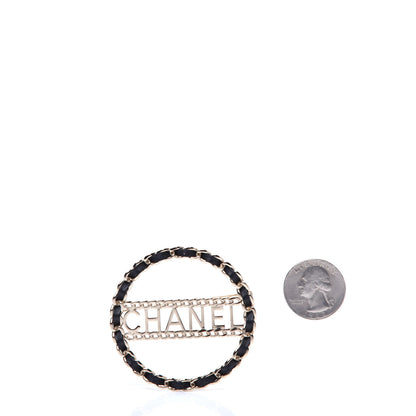 Chanel Lambskin Chain Logo Brooch Black Gold 2 of 5