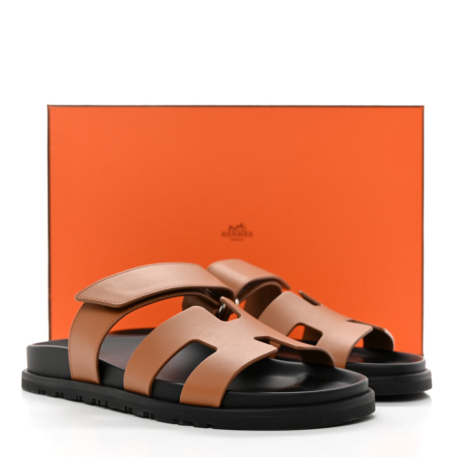 Hermes Calfskin Womens Chypre Sandals 37.5 Gold 9 of 9