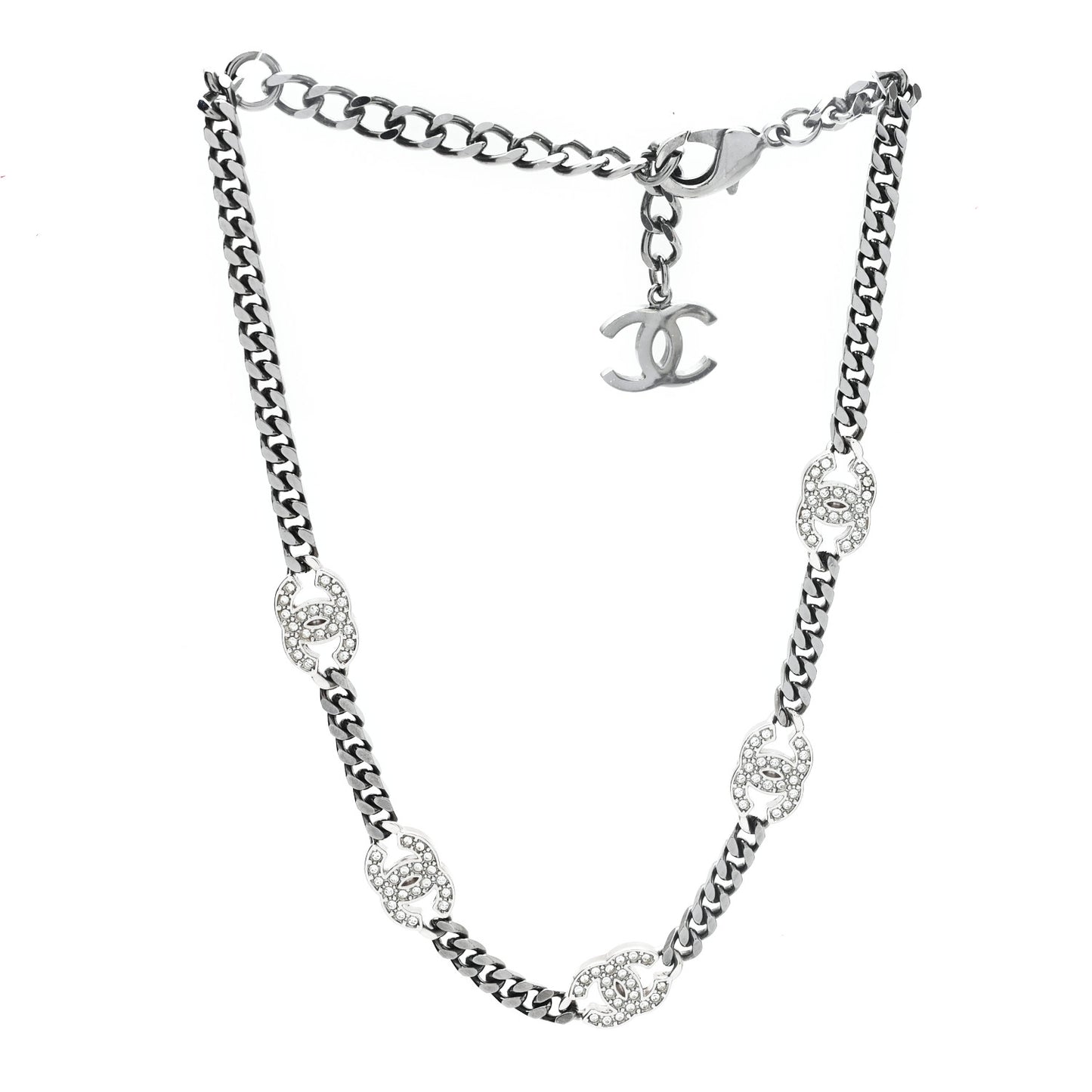 Ruthenium Crystal Chain CC Choker Silver