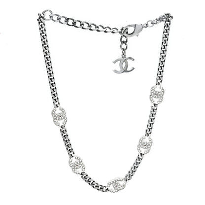Chanel Ruthenium Crystal Chain CC Choker Silver 3 of 4