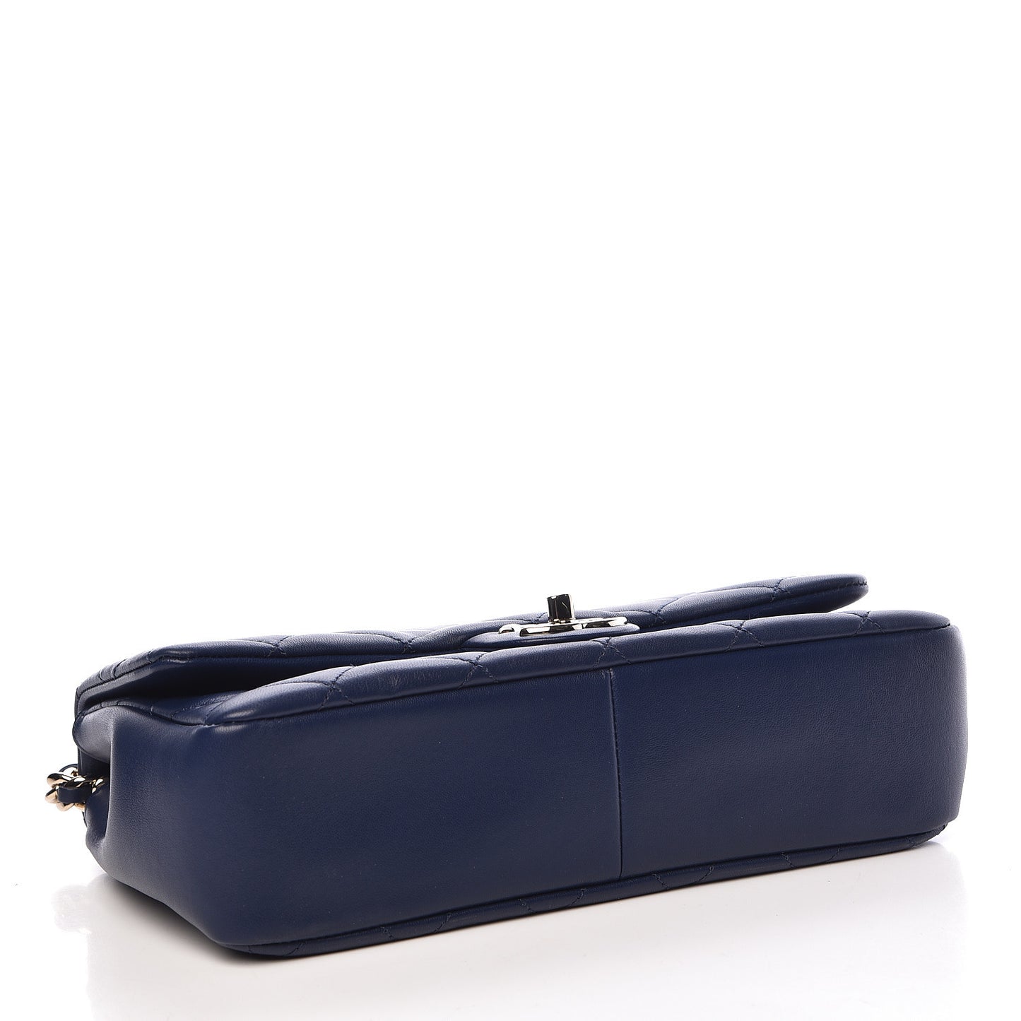 Lambskin Quilted Resin Bi-Color Chain Flap Bag Navy