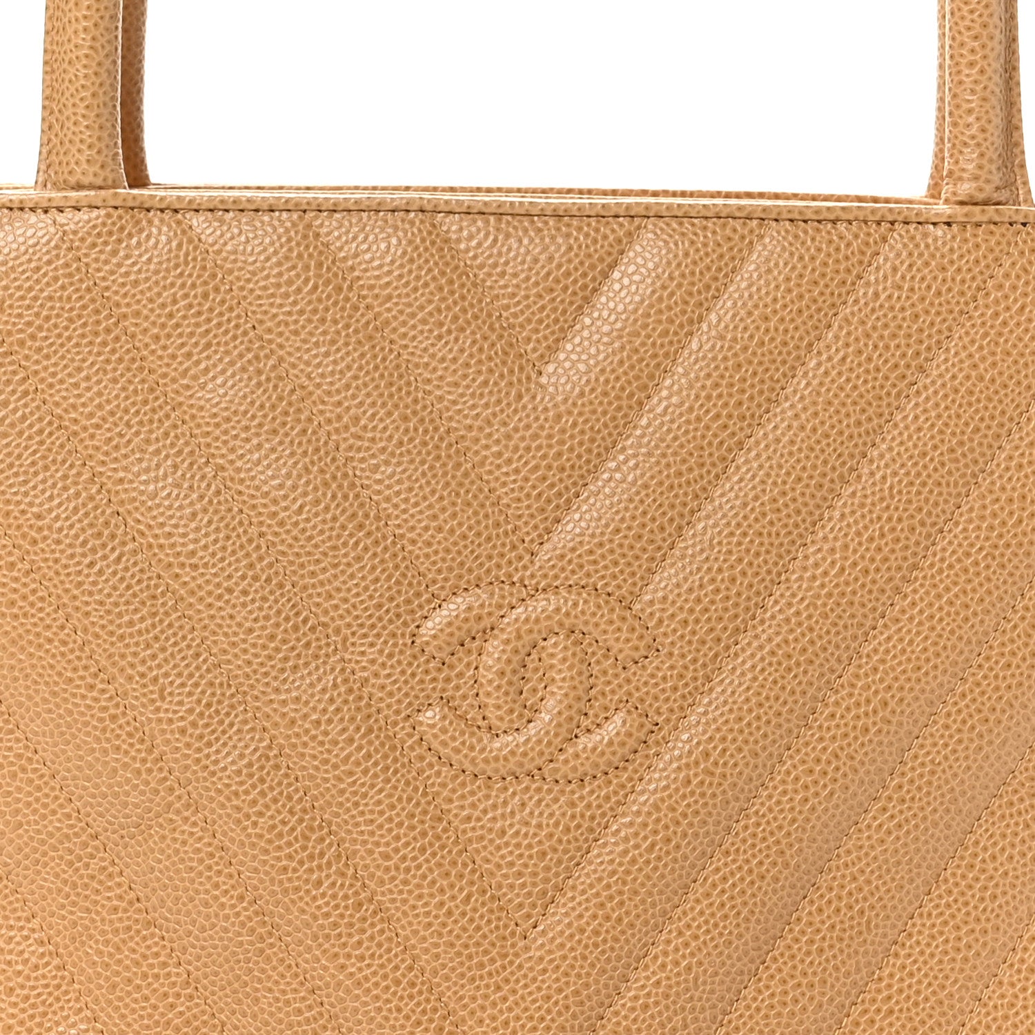 Chanel Caviar Chevron Tassel Tote Beige 8 of 10