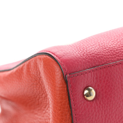 Gucci Pebbled Calfskin Bi-Color Medium Bamboo Shopper Tote Fuchsia Orange 17 of 37