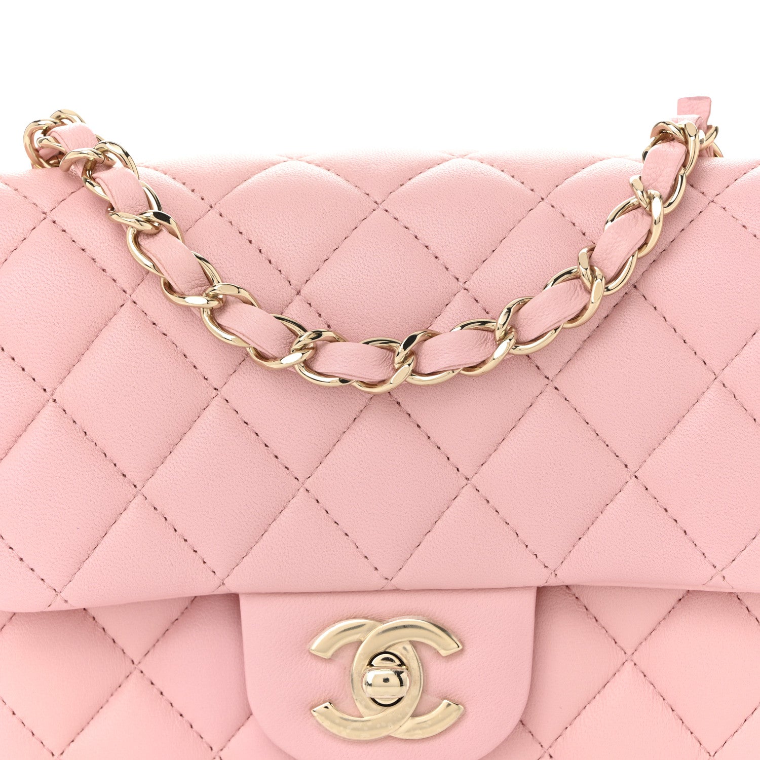 Chanel Lambskin Quilted Mini Square Flap Light Pink 15 of 21