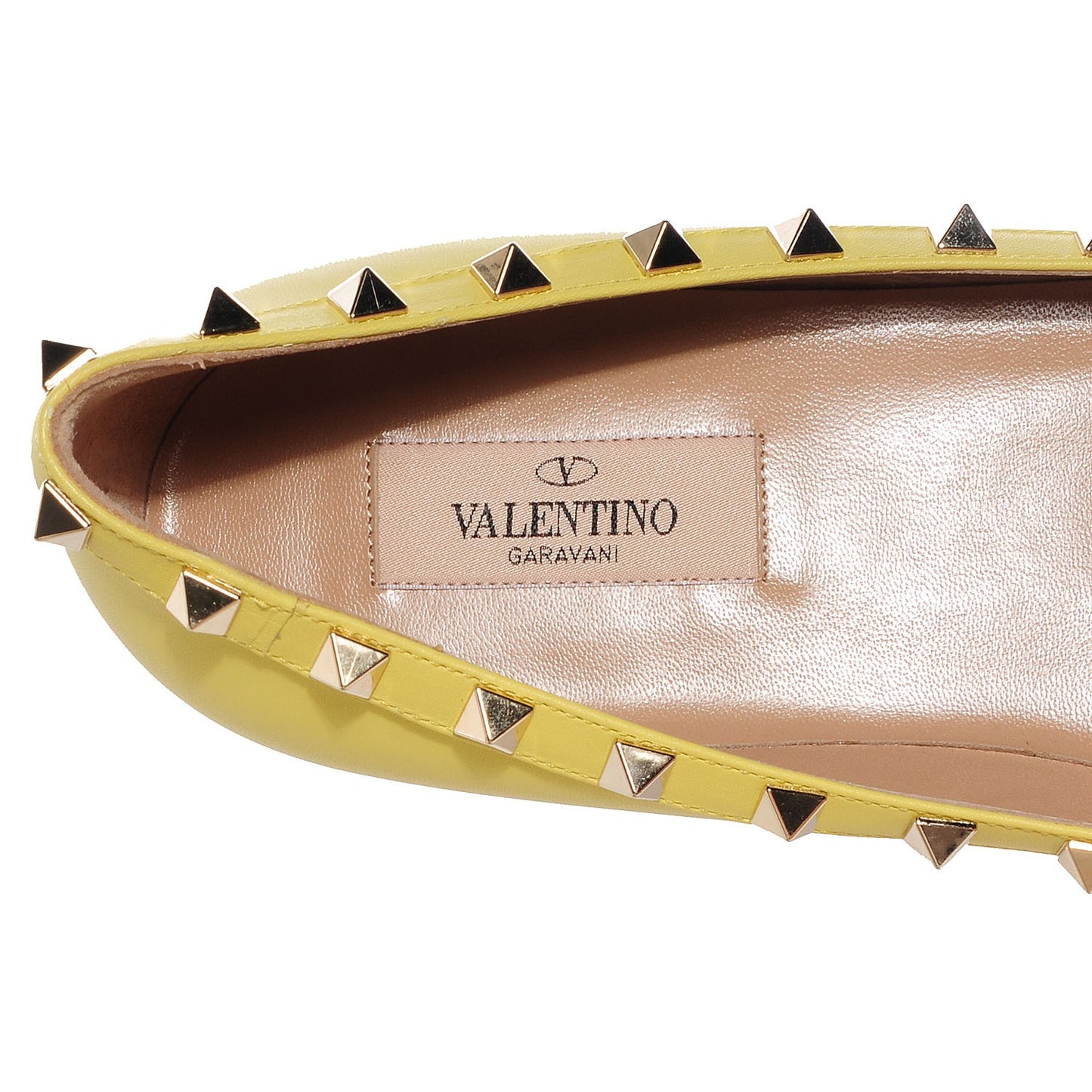 Nappa Rockstud Ballerina Flats Yellow 40.5