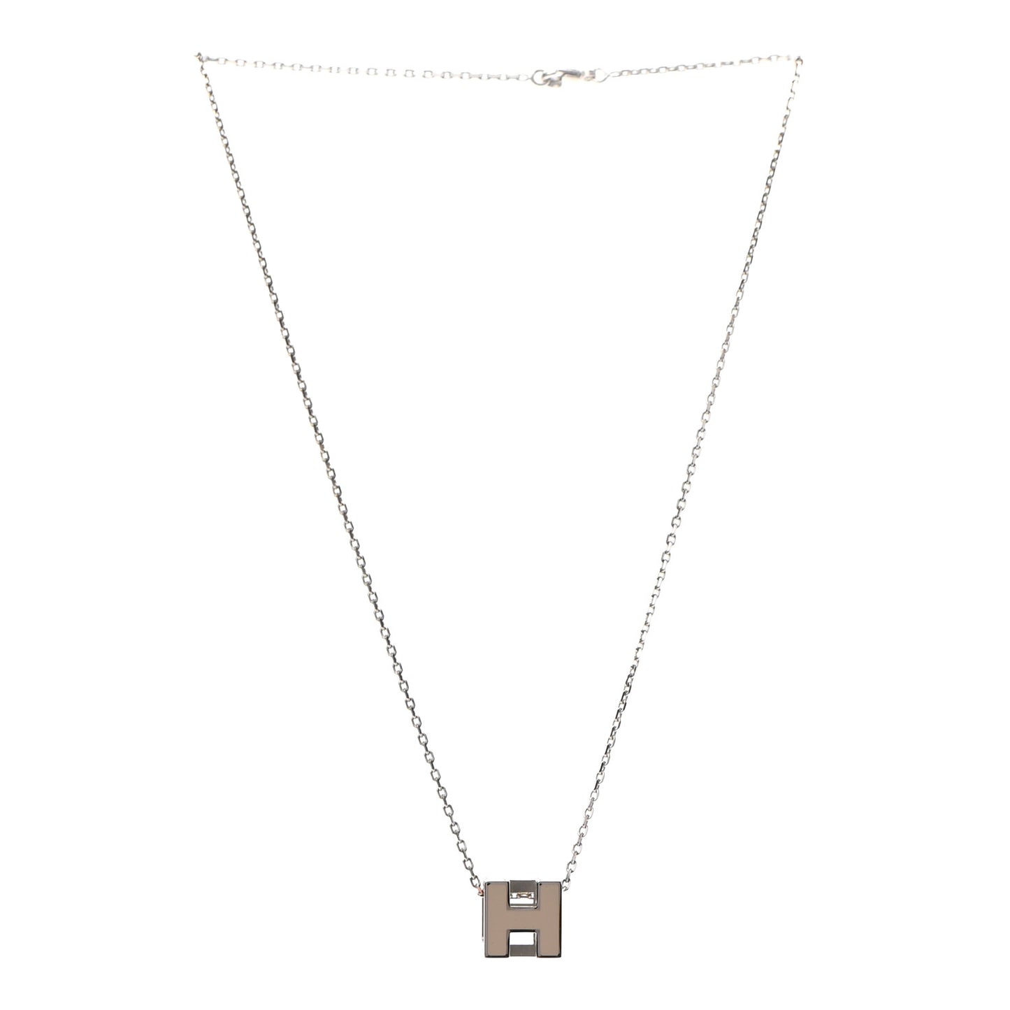Lacquered Palladium Cage d'H Pendant Necklace Marron Glace