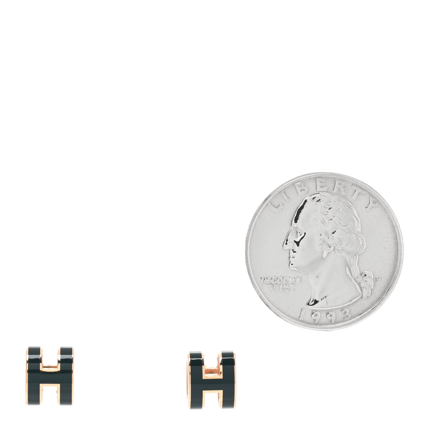 Hermes Rose Gold Lacquered Mini Pop H Earrings Vert Cypress 2 of 5