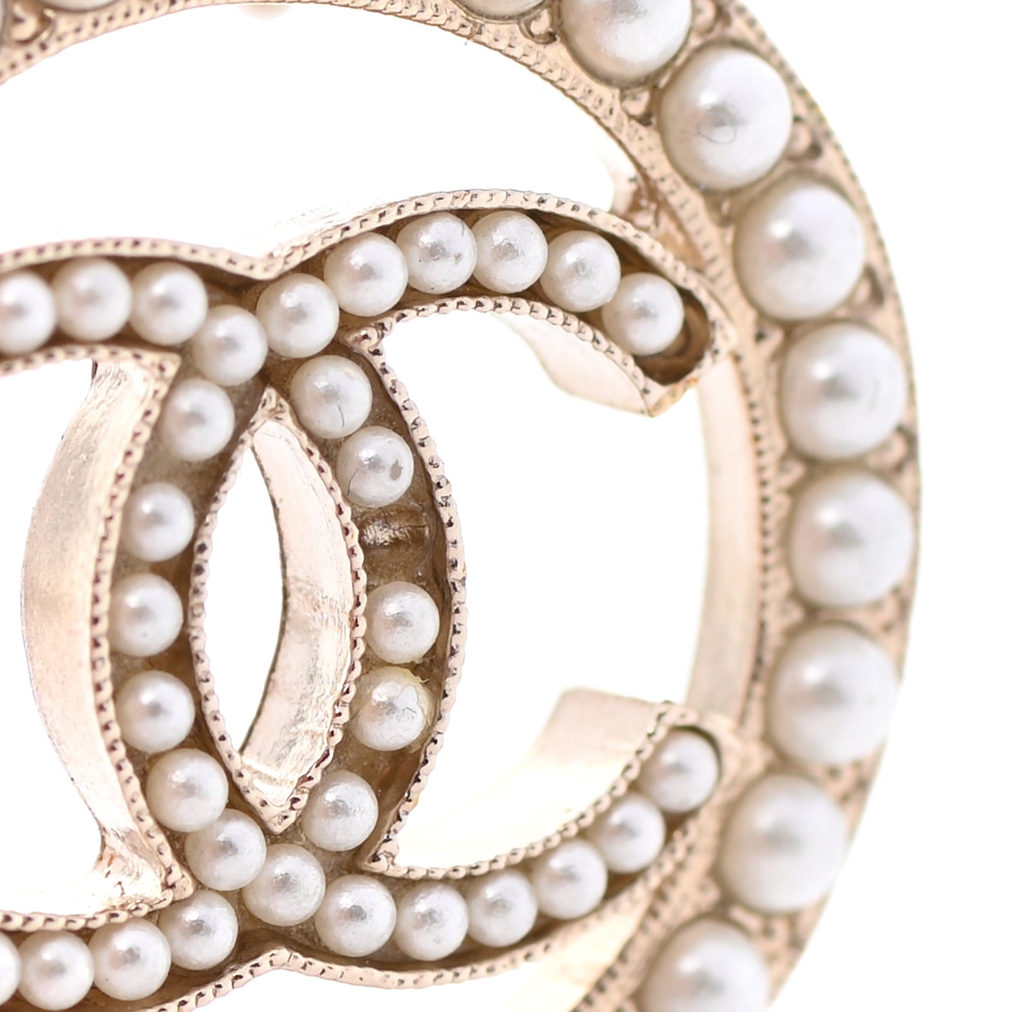 Pearl CC Round Earrings Gold
