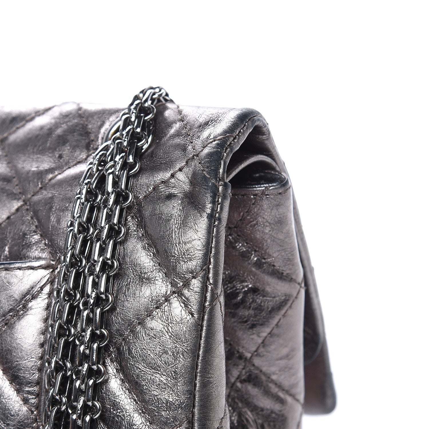 Chanel Metallic Aged Calfskin Quilted 2.55 Reissue 227 Flap Dark Silver 16 of 21