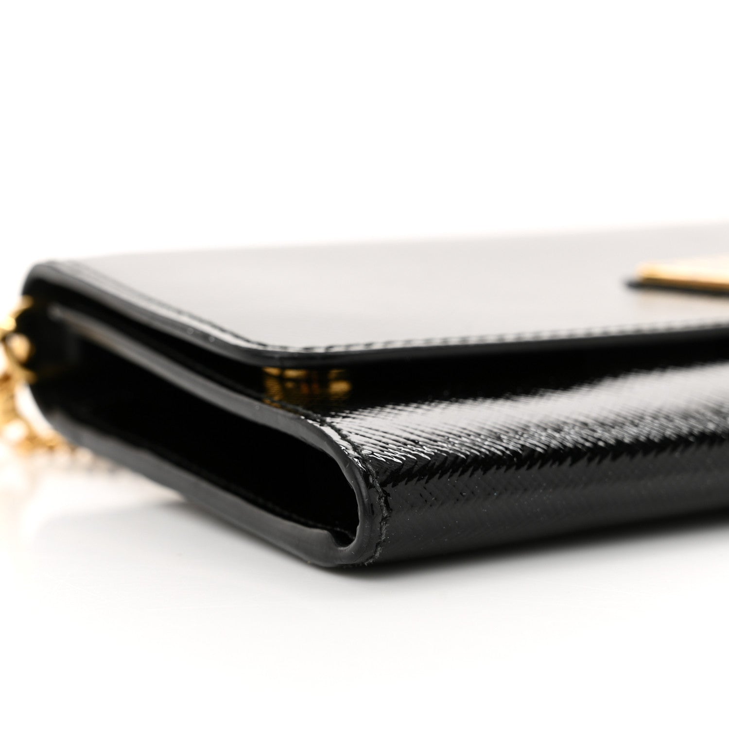 Prada Saffiano Vernice Triangle Chain Wallet Black 8 of 11