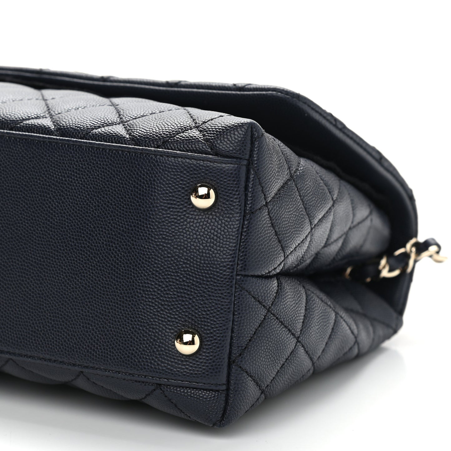 Caviar Quilted Small Coco Handle Flap Navy
