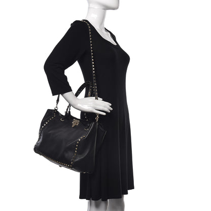 Valentino Garavani Vitello Medium Rockstud Tote Black 2 of 17