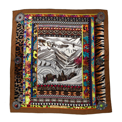 Hermes Cashmere Silk La Femme Aux Semelles de Vent Shawl 140 1 of 6
