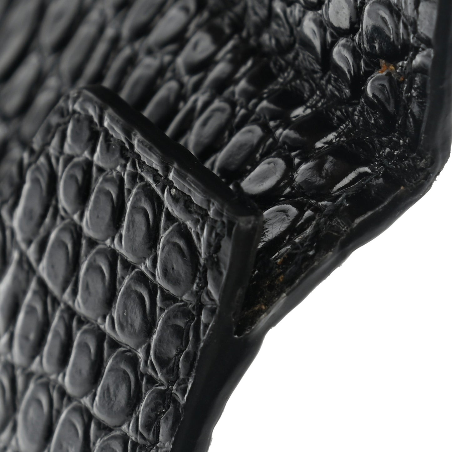 Calfskin Crocodile Embossed Uptown Monogram Pouch Black