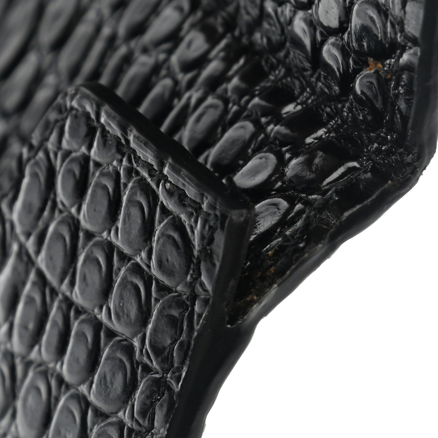 Saint Laurent Calfskin Crocodile Embossed Uptown Monogram Pouch Black 8 of 8
