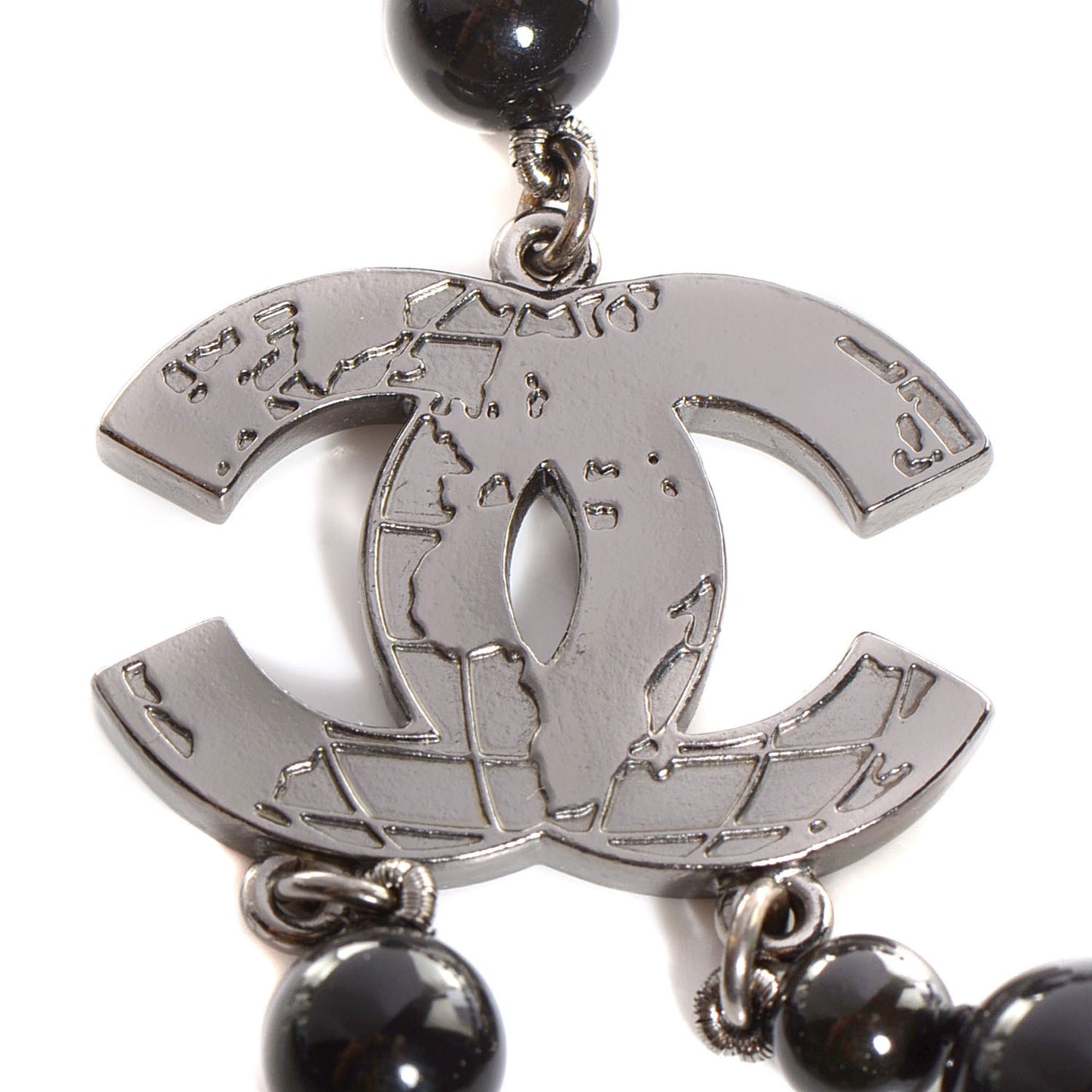 Glass Bead CC Map Short Necklace Ruthenium Black