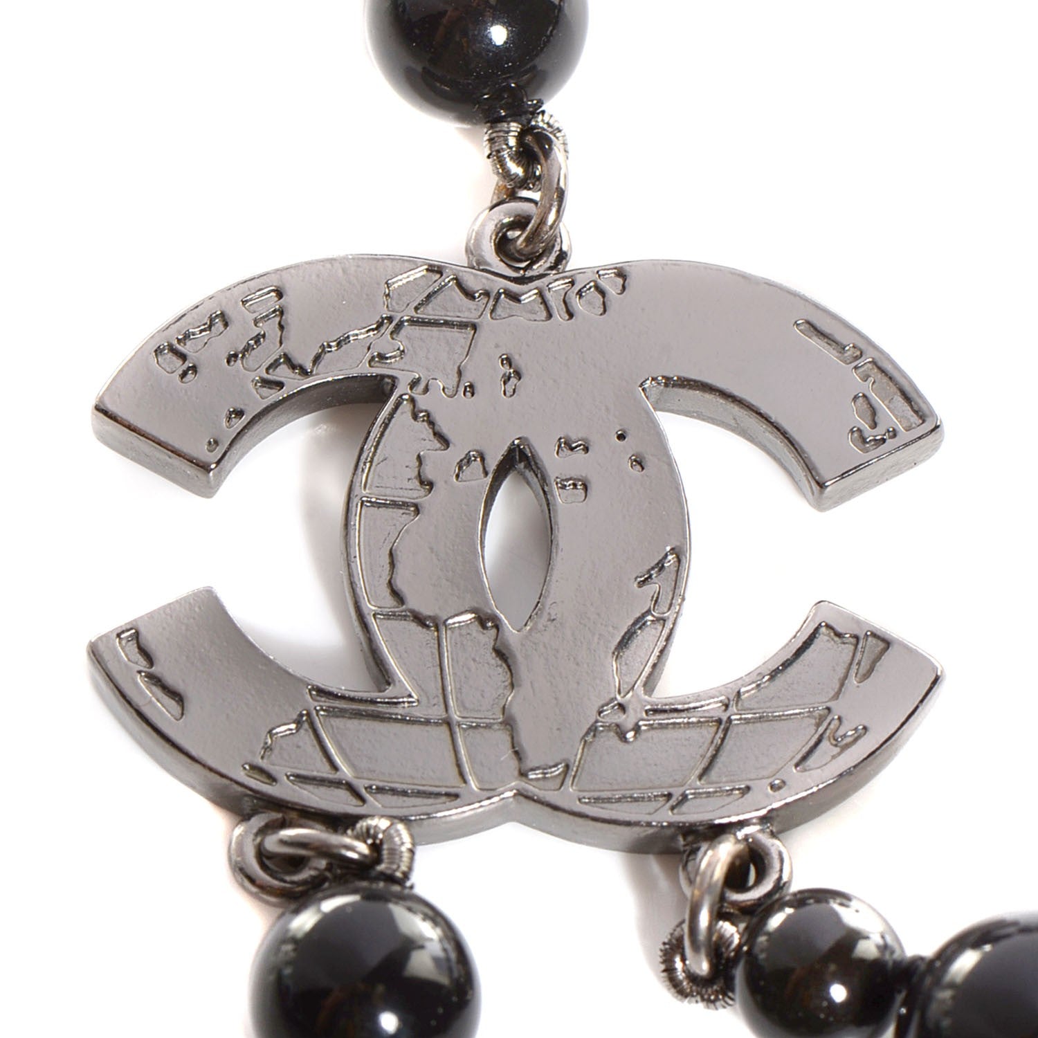 Chanel Glass Bead CC Map Short Necklace Ruthenium Black 3 of 6