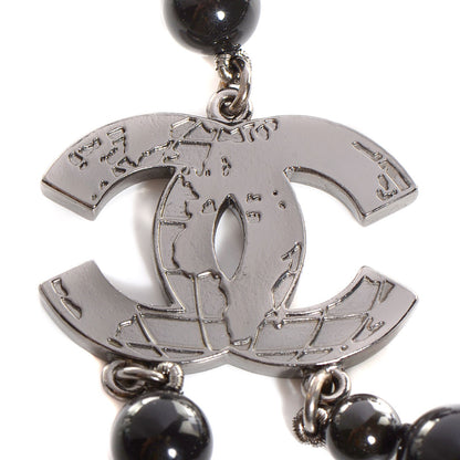 Chanel Glass Bead CC Map Short Necklace Ruthenium Black 3 of 6