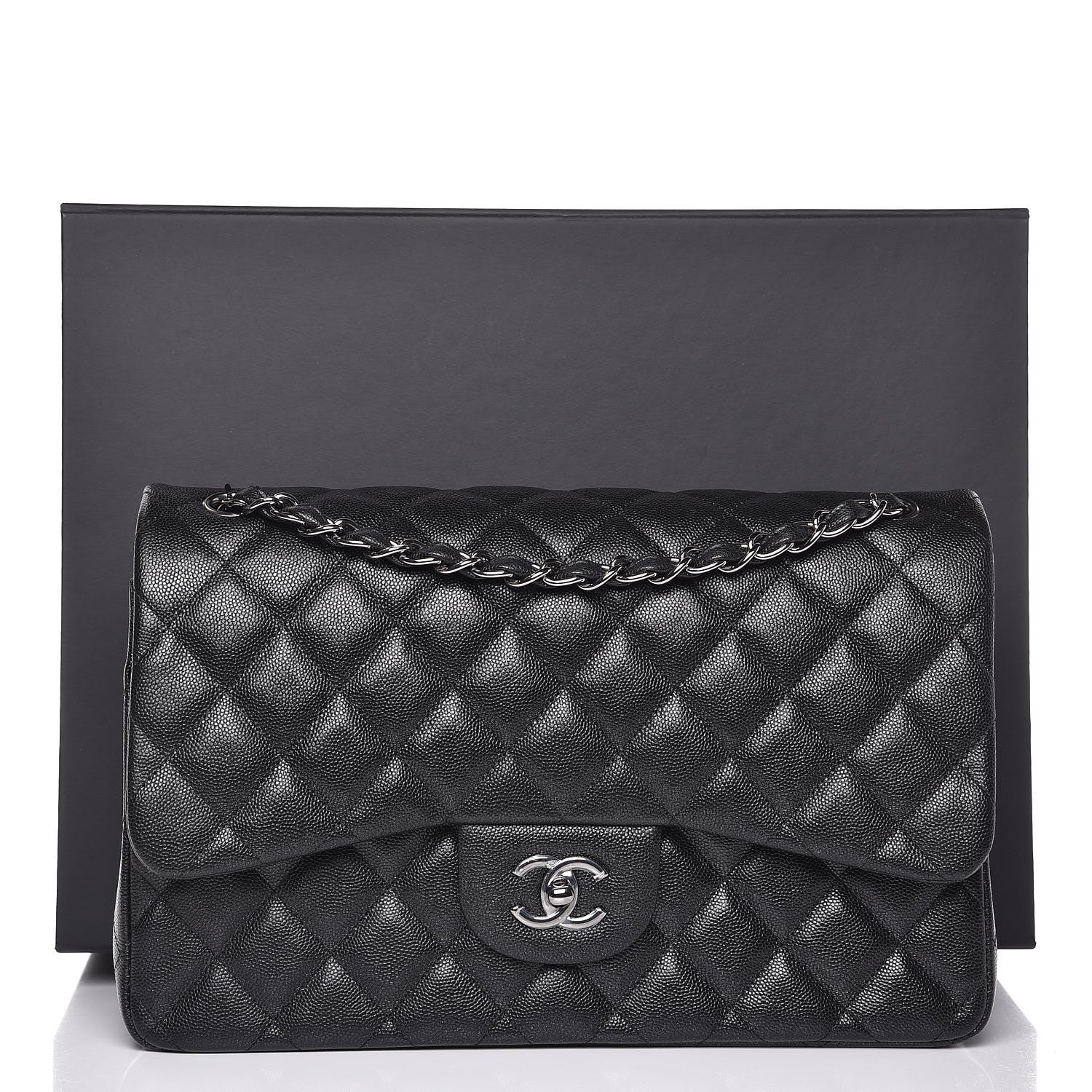 Chanel Iridescent Caviar Quilted Jumbo Double Flap Black 8 of 8