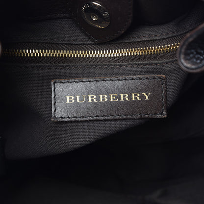 Burberry Grained Calfskin Haymarket Check Hobo Dark Brown 6 of 19