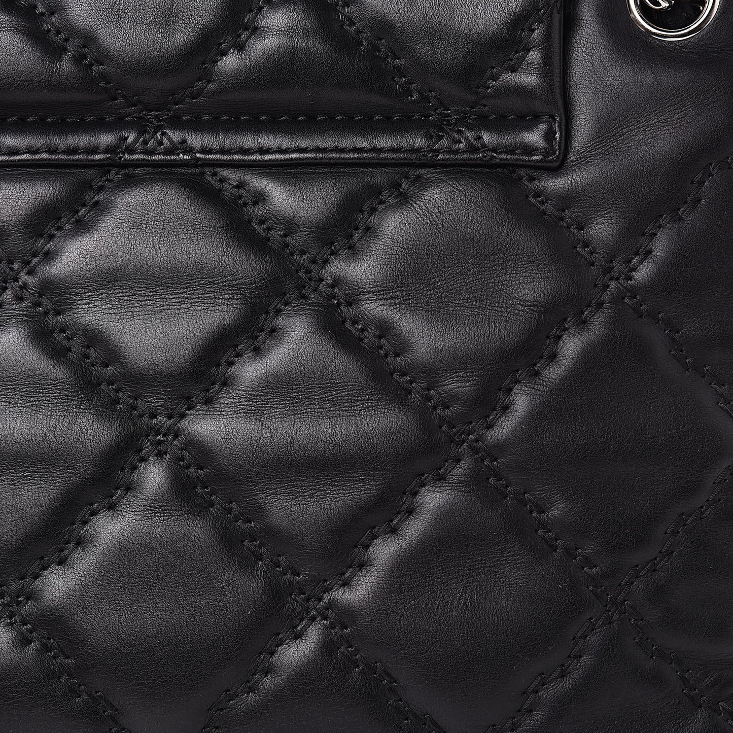 Calfskin Double Stitch Large Hamptons Flap Bag Black