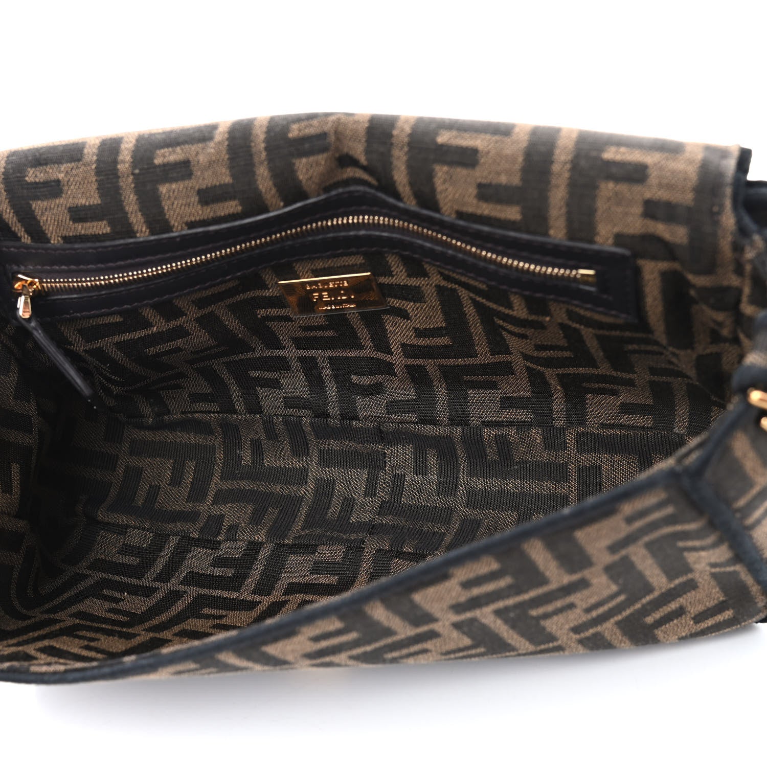 Fendi Fabric Jacquard FF 1974 Medium Baguette Tobacco Moro Black 5 of 9