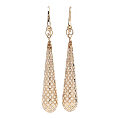 Gucci 18K Yellow Gold Enamel Diamantissima Drop Earrings White 1 of 5