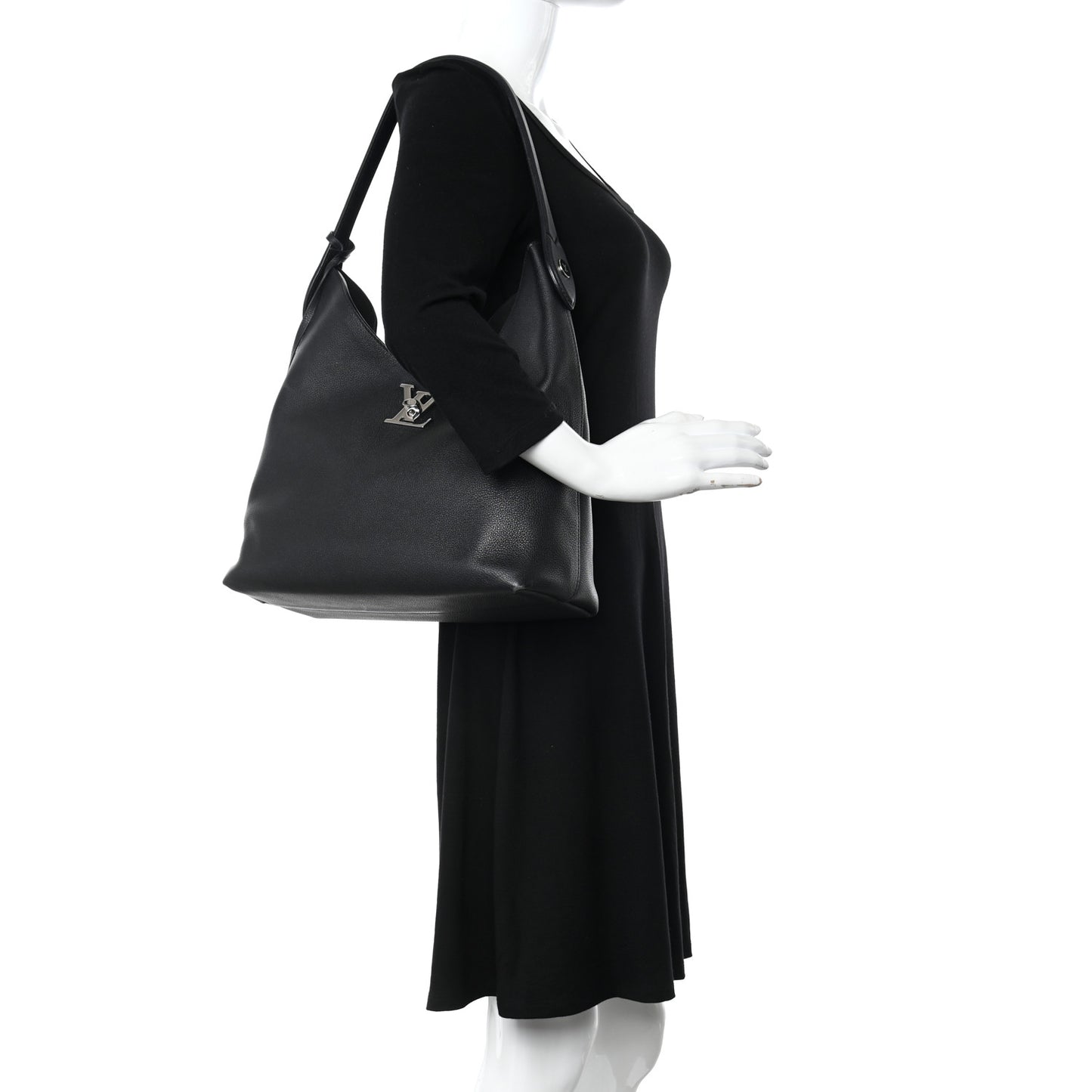 Calfskin Lockme Hobo Black