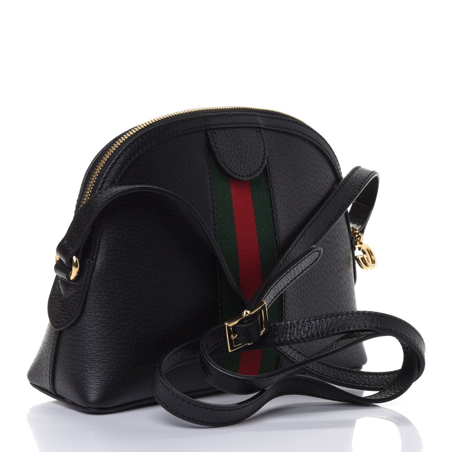 Calfskin GG Web Small Ophidia Dome Shoulder Bag Black