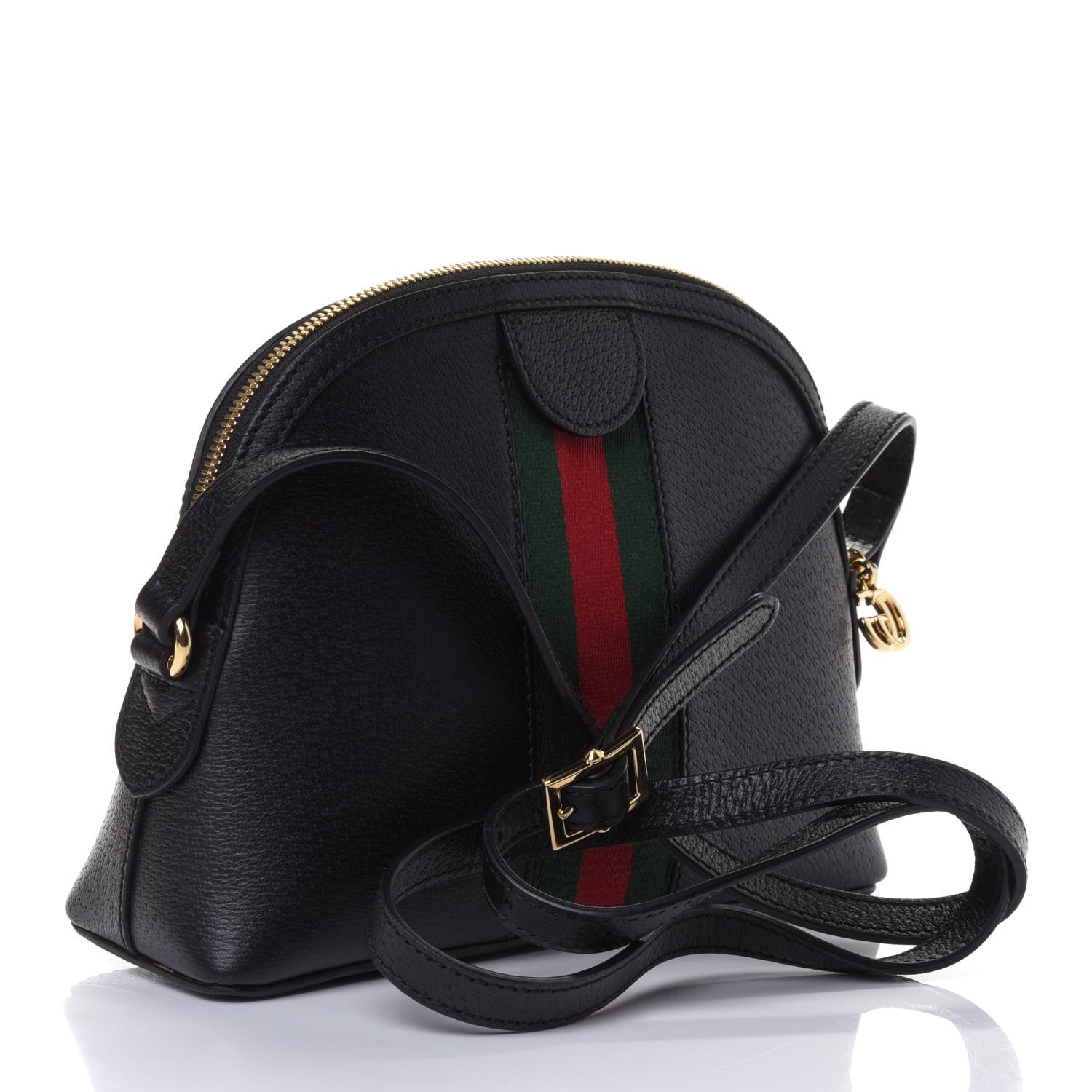 Gucci Calfskin GG Web Small Ophidia Dome Shoulder Bag Black 2 of 4