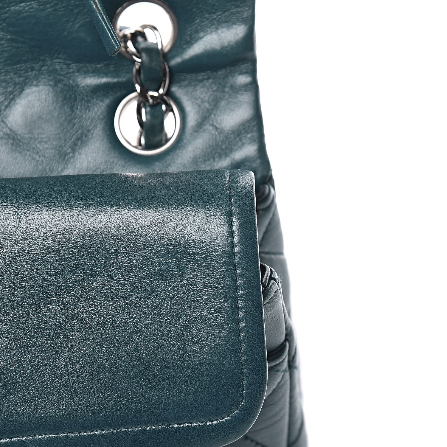 Chanel Lambskin Quilted Medium Double Flap Dark Green 10 of 16