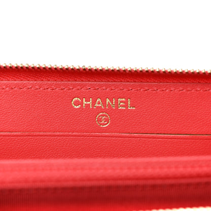 Chanel Lambskin Quilted Small Zip Around Wallet Coral 6 of 10