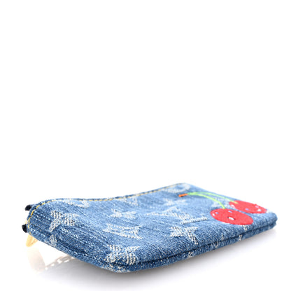Louis Vuitton LV X TM Monogram Denim Cerises Key Pouch Blue 4 of 6