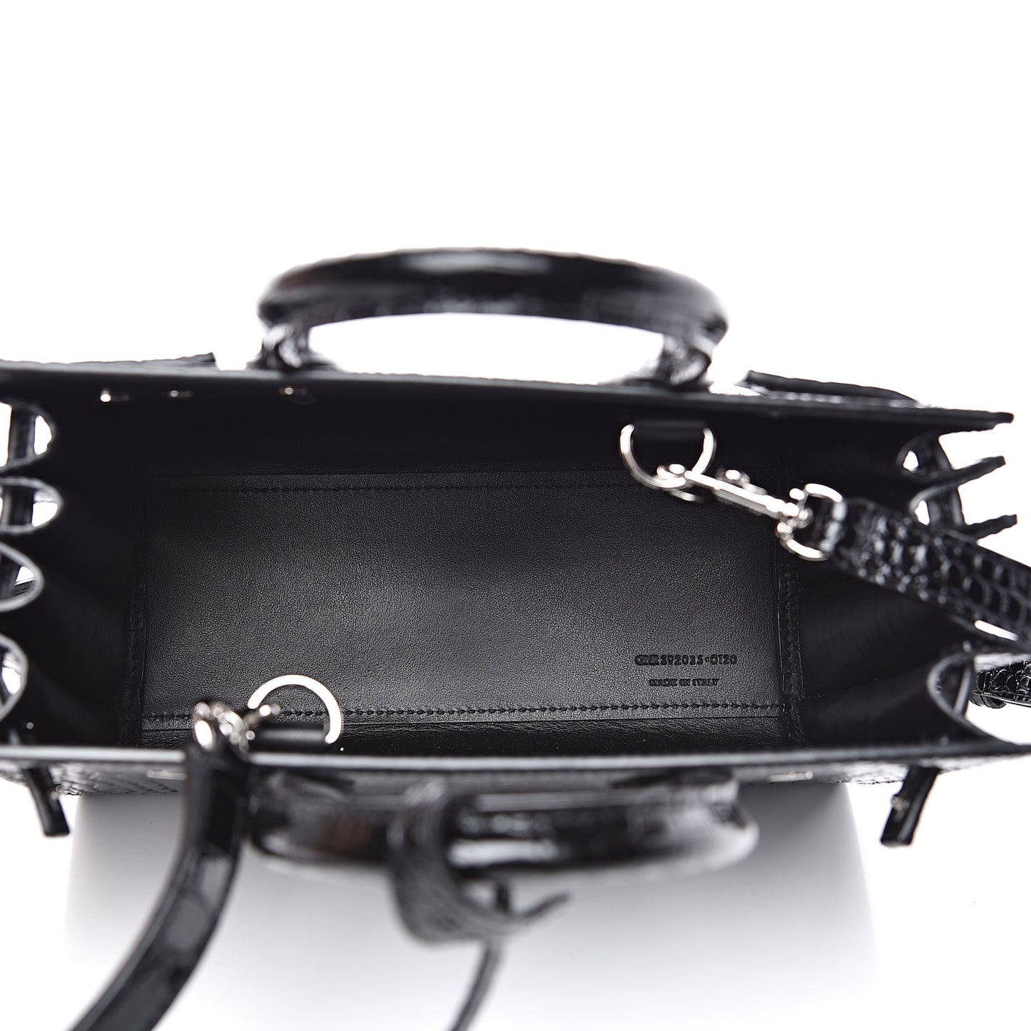 Calfskin Crocodile Embossed Nano Sac De Jour Black