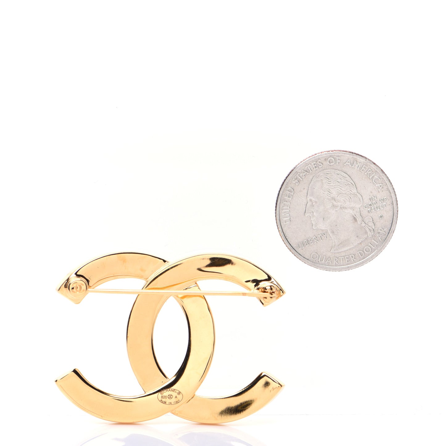 Metal Paris Button CC Large Brooch Gold