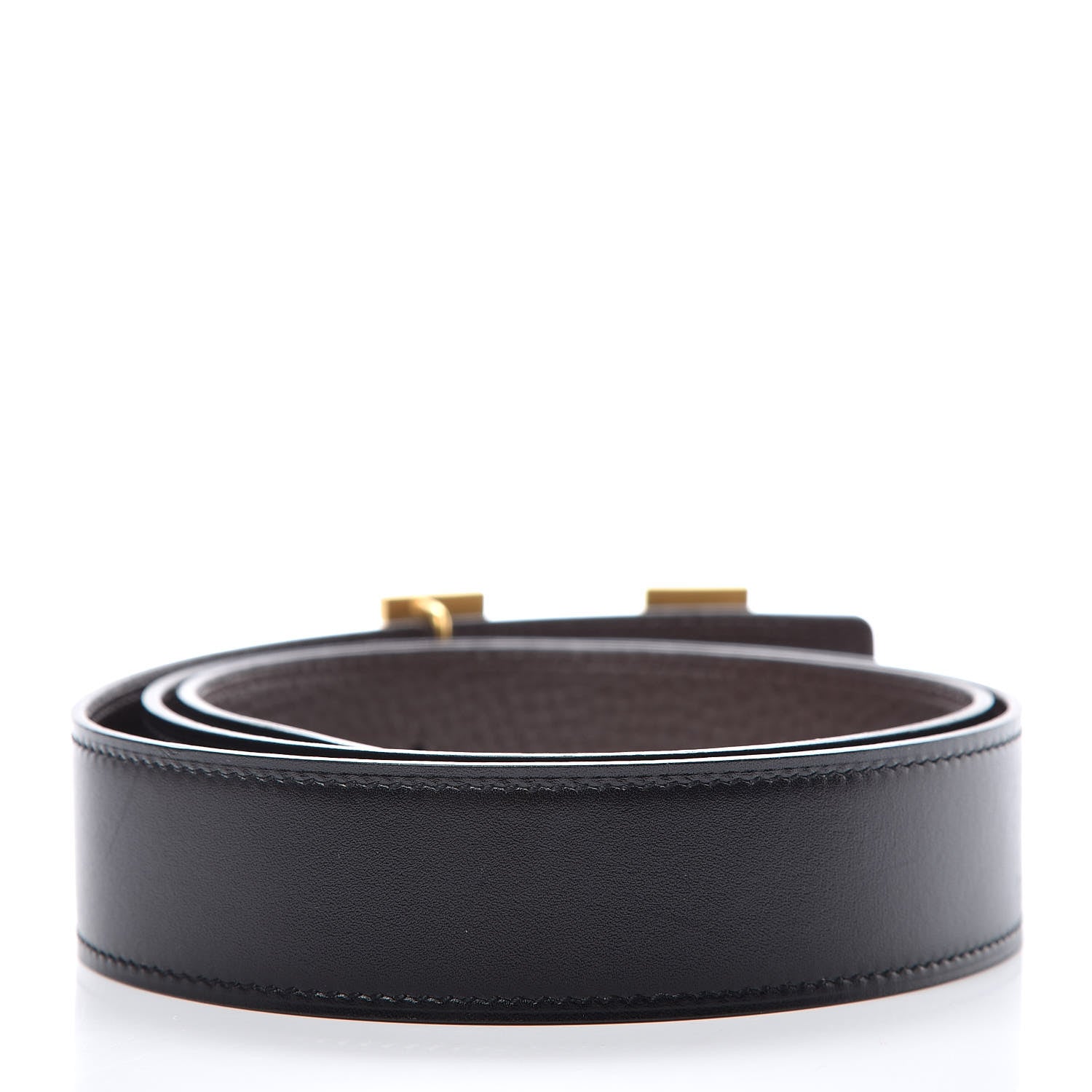 Hermes Box Togo 32mm H Belt 85 Black Chocolate 3 of 6